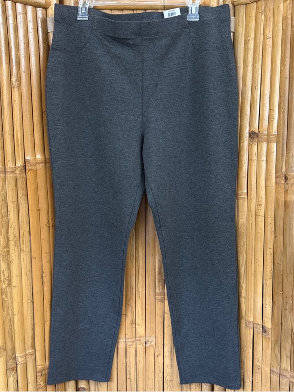 Karen Scott Charcoal Gray Knit Pull-On Trousers Size PXL.  NWT